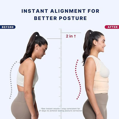 Fit Geno Back Brace Posture Corrector for Men & Women: Shoulder Straightener Adjustable Full Back Support Pain Relief - Scoliosis Hunchback Spine Corrector (Large/X-Large)