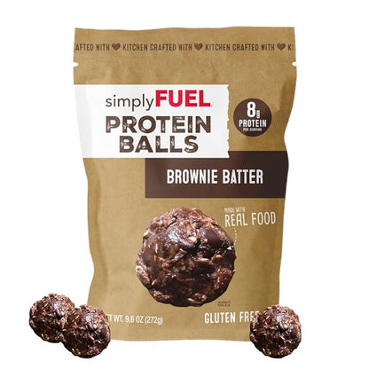 simplyFUEL Whole Food Protein Balls with Probiotics - Brownie Batter Snacks - 8g Protein Snack - Gluten Free Energy Balls