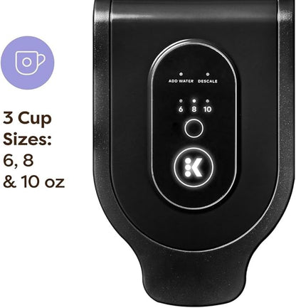 Keuriig K-Express Essentials Single Serve Coffee Maker, 3 Cup Sizes, 36oz Removable Reservoir, kcup Pod Compatible, Fast Brew, Travel Mug Friendly, Auto-Off, Compact 6.5” Design (Black)
