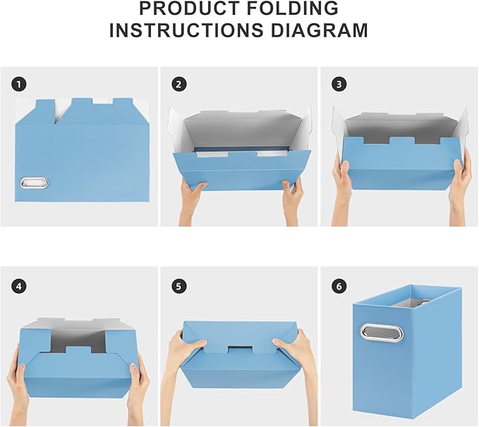 Oterri Cardboard File Organizer Box for Hanging File Folders Letter Size,File Box for Computer Desk,File Cabinet,Working Home,Office,Classroom (Blue,Letter Size - 2 Packs)
