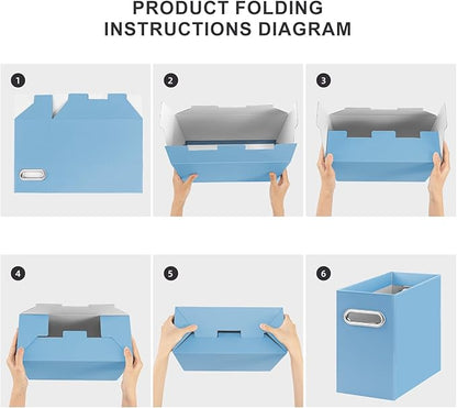 Oterri Cardboard File Organizer Box for Hanging File Folders Letter Size,File Box for Computer Desk,File Cabinet,Working Home,Office,Classroom (Blue,Letter Size - 2 Packs)