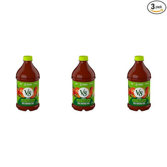 V8 Low Sodium Original 100% Vegetable Juice, 46 fl oz Bottle (Pack of 3)