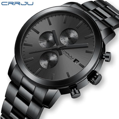 CRRJU Mens Stylish Casual Quartz Watches for Men Luxury Waterproof Calendar Chronograph Japan Movement Wristwatches