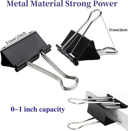 Extra Large Binder Clips 2 Inch (72 Pack), Big Paper Clamps with Box Giant Binder Clips for Office and Home Supplies