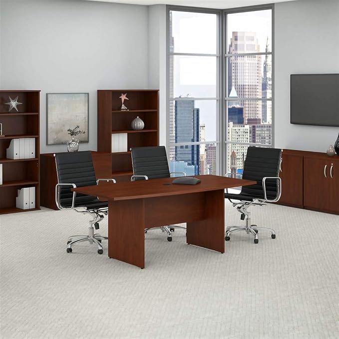 Bush Business Furniture Office Conference Table with Wood Base, Boardroom Meeting Space for 6 Users, 72W x 36D, Hansen Cherry
