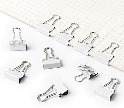50 Pack Small White Binder Clips 3/4 Inch (19 mm), Colored Little Paper Clamps, Tiny Mini Paper Clips for Office Home School Business 0.75"