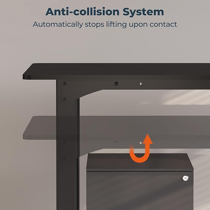 4 Legs Standing Desk, Large 71x31 Inches Electric Adjustable Height Desks with Splice Board, Stand Up Desks Home Office Computer Workstation, Black