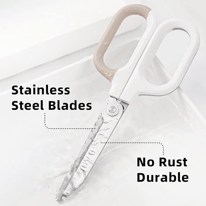 Multipurpose Scissors, Comfort-Grip Handles Sharp Scissors for Office Home School Craft Sewing Fabric Supplies (7", White-1)
