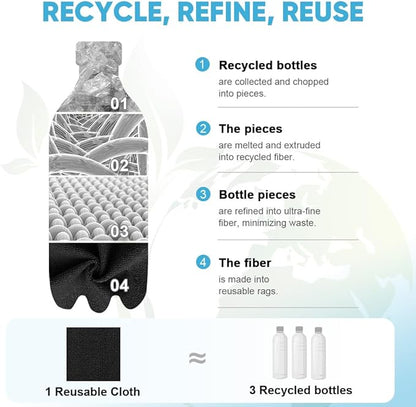 AIDEA Microfiber Cleaning Cloth 330 Sheets 6 Roll, Black Microfiber Towels for Cars, Shop Rags Washable, Cleaning Rags Reusable Paper Towels for Automotive, Mechanic, Workshops, House, 11×9"