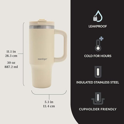 Contigo Streeterville 30oz Tumbler, Stainless Steel Vacuum Insulated, Leak-Proof, Cold for 29 Hours, Fits in cupholders, Oatmilk