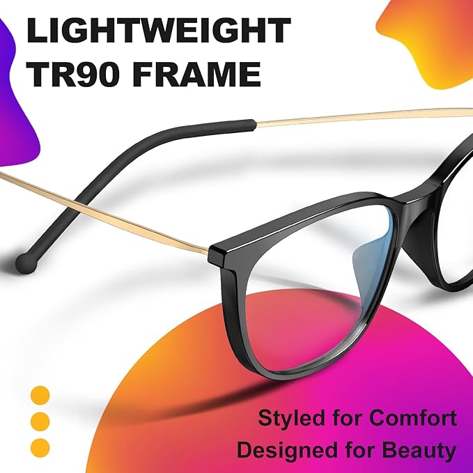 VISOONE Anti Slip TR90 Blue Light Blocking Glasses Size M Eyewear Frame with Anti Glare Eye Protection for Women GaeL