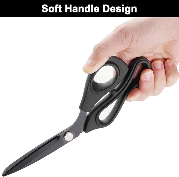 Premium Proseries Sewing Fabric Scissors Bundle (10"/9"/6"), Black Office Scissors All Purpose, Sharp Titanium Coated Blade, Comfort Grip Soft Handles for Diy Craft, Paper, Art, School, Home