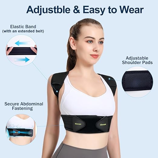 Mercase Professional Posture Corrector for Women and Men - Back Brace to Stop Slouching, Adjustable Full Back Support, Improve Spine Alignment & Stand Taller, Medium (23-32 in)