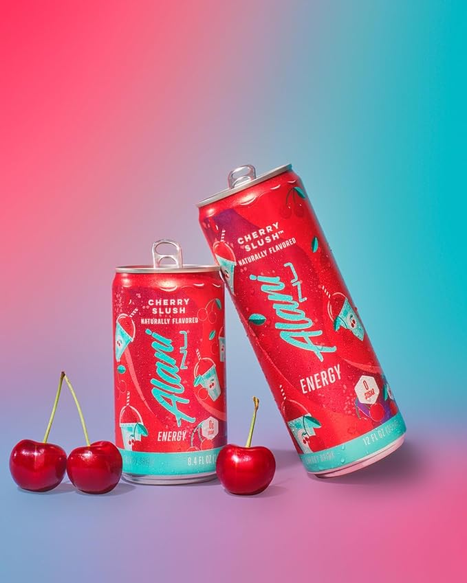 Generic Alani. Nu Mini Energy Drink Variety Pack - (Pack Of 12) - 2 Different Flavors : Cherry Slush and Juicy Peach - 8.4 fl oz Cans - By The Munchie Mix
