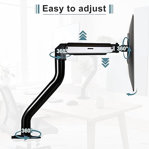 Okak Monitor Stand for Desk Single Monitor Arm Mount Computer for VESA Mounting Holes 75 and 100mm, 15 to 27 Inch Screens Stand Up to 26.4lbs, Office Desk Accessories, Black, Two Pack