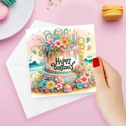 6PCS Diamond Art Painting Greeting Cards,Happy Birthday Cards with Envelopes,DIY Card Making Kits Thank You Card Arts Crafts for Birthday