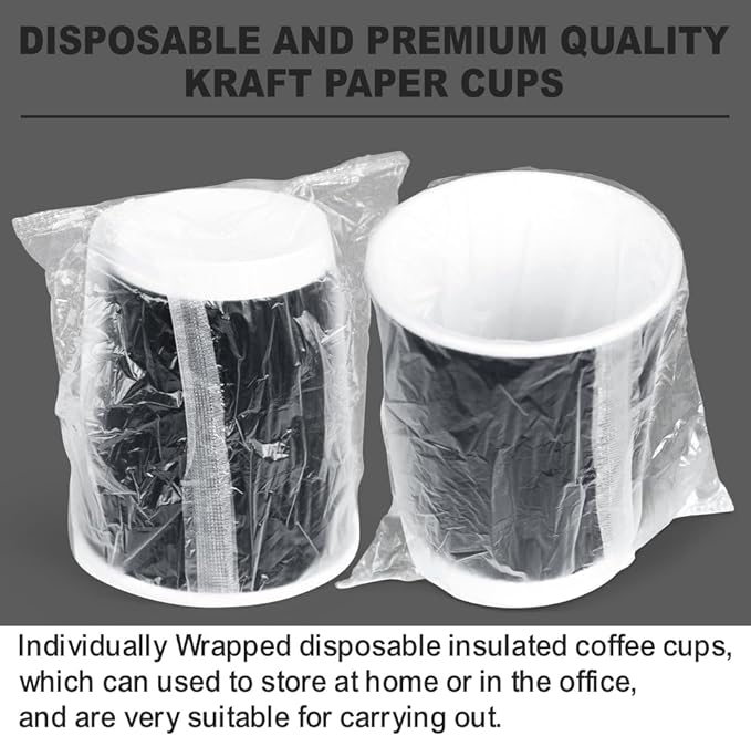three leaf 9 Oz. Ripple Wall Cups Individually Wrapped, (Black) 900 Ct. Hot/Cold Cup For Coffee, Water, Tea, Juice, Picnic, Party, Travel And Events For Hotel and Motels (20 Packs Of 45)