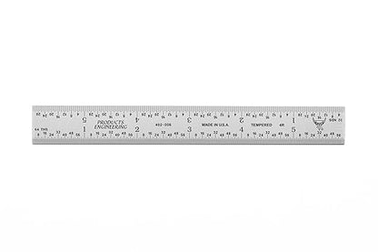 PEC Tools High Precision Metal Ruler, 6 Inch Rigid Machinist Rule, 4R Graduation (1/8", 1/16", 1/32", 1/64"), Carbon Steel with Satin Chrome Finish, Trusted by Professionals, Made in USA