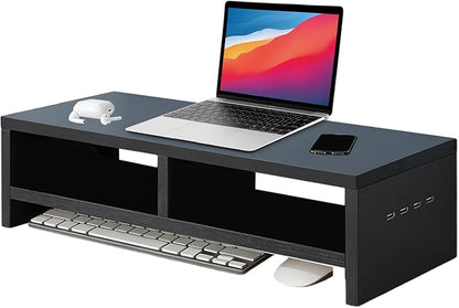 Monitor Stand, with Sleek Modern Design, 50x20x13cm, Monitor Stand Riser, Wireless Charging Desk Organizer, Ergonomic Height, for Multitasking and Desktop Organization