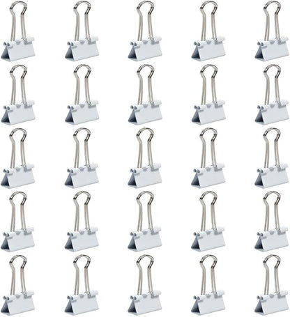 JAM PAPER Colorful Binder Clips - Small - 3/4 Inch (19 mm) - White Binderclips - 25/Pack