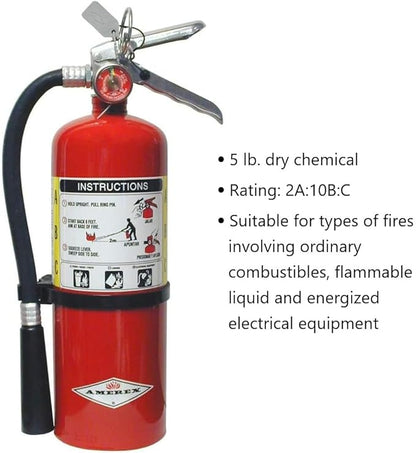 5lb ABC Dry Chemical Fire Extinguisher with Heavy Duty Vehicle Bracket