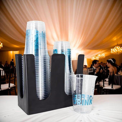 WXMIAN 2-Tier Cup Holder Organizer – Countertop Dispenser for Paper & Coffee Cups – Sturdy Black PP Plastic – Ideal for Office Break Rooms, Cafés, Parties