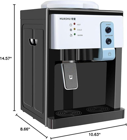 Water Dispenser Top Loading Countertop Water Cooler Dispenser with 3 Temperature Settings Desktop Electric Hot and Cold Dispensers for Home, Office, Dormitory (European White)