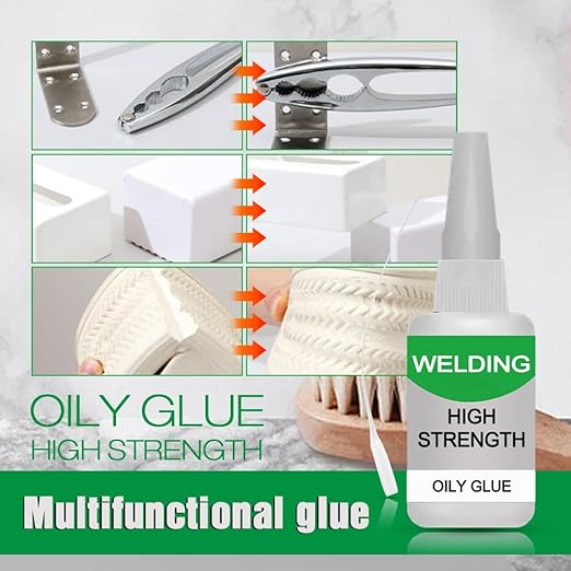 2 PCS Welding High-Strength Oily Glue, 2026 Upgraded Welding Super Glue Gel Instant Adhesive, Strong Fast Drying Glue Universal Super Glue for Metal, Plastic, Wood, Glass, Ceramic, Leather (50 Grams)