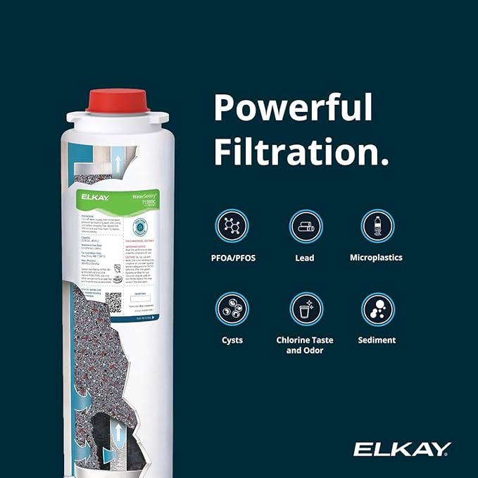 Elkay Liv EZ Built-in Filtered Wall-Mount Water Dispenser – Battery Powered, NSF Certified, Push Button, Reduces Lead & PFAS, Midnight Black – Ideal for Home