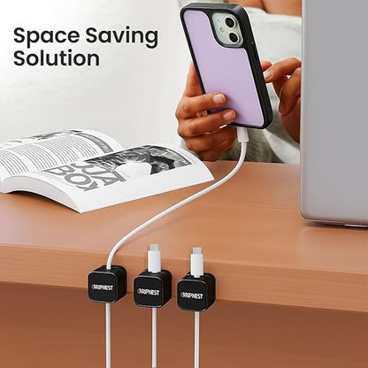 Magnetic Cable Clips 8 Pack Adhesive Cord Clips for Desk Wall Nightstand and for car Compact Cable Holders for Charging Cords