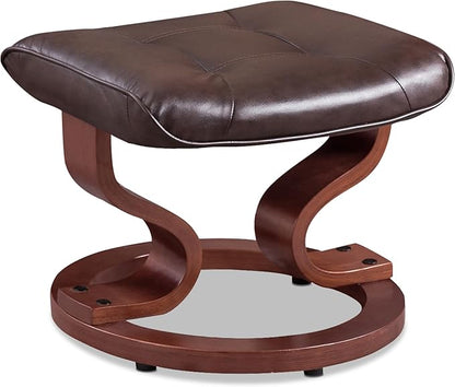 MCombo Manual Swivel Recliner with Ottoman, Chair Ottoman Set for RV Small Spaces, Living Room, Bedroom, Office 9019 4919 (Faux Leather, Dark Brown)