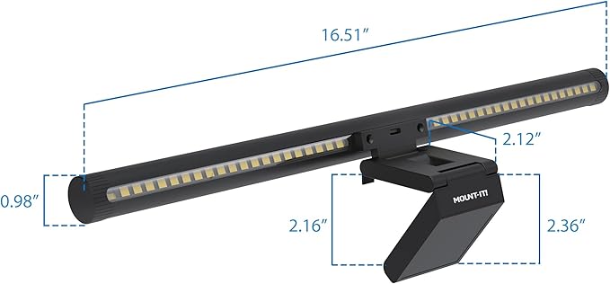 Mount-It! Monitor Light Bar, USB-Powered LED Lamp with Stepless Dimming and Adjustable Color Temperature, Eye-Caring Desk Light for Home, Office, and Gaming, Dual Light Modes, Space-Saving Design