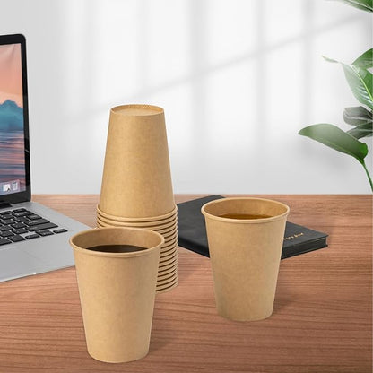 RACETOP [300 Pack] 12 oz Coffee Cups, Disposable Coffee Cups, Kraft Paper Cups, Hot Cups Unbleached for Home, Stores, Cafes, Office
