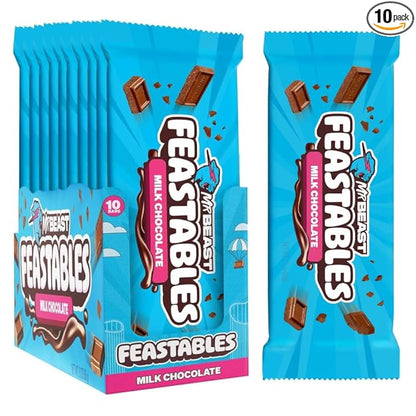 Feastables by MrBeast Milk Chocolate KING Size Chocolate Bar, 2.1oz (60g), 10 count