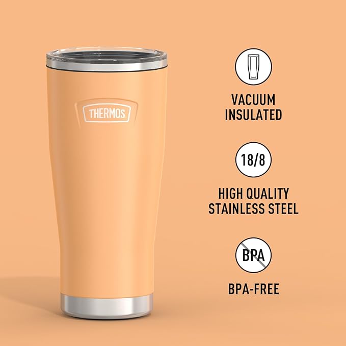 THERMOS ICON SERIES, Stainless Steel Tumbler with Slide Lock, 24 Ounce, Melon