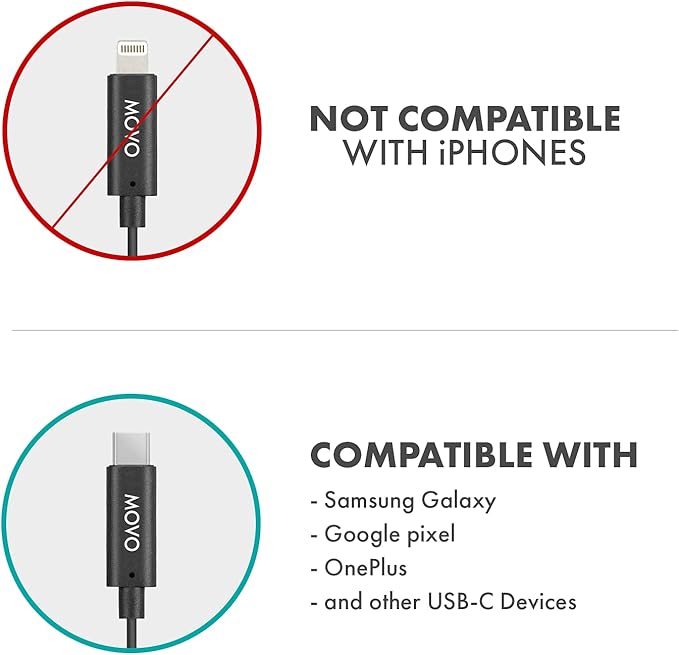 Movo Edge-UC-Duo Wireless Lavalier Microphone System, USB Type-C Compatible, Omnidirectional Lapel Microphones, Dual Channel Select, 1-Year Warranty