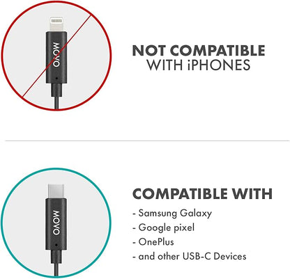 Movo Edge-UC-Duo Wireless Lavalier Microphone System, USB Type-C Compatible, Omnidirectional Lapel Microphones, Dual Channel Select, 1-Year Warranty