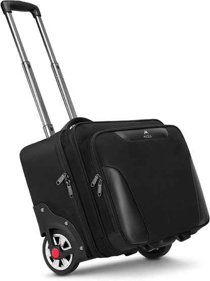MATEIN Rolling Briefcase for Men, Large Rolling Laptop Bag with Big Wheels Fits 17.3 Inch Notebook for Travel Office Work, Water Resistant Roller Computer Case College Teacher Luggage Suitcase, Black