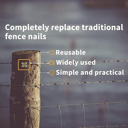 Fence Nails - Steel Wire Fencing Staple for Softwoods, Reuse Fence Staple Fasteners Nails with Wire Fixer, for Wire Mesh and Woven Fencing, Patent Pending