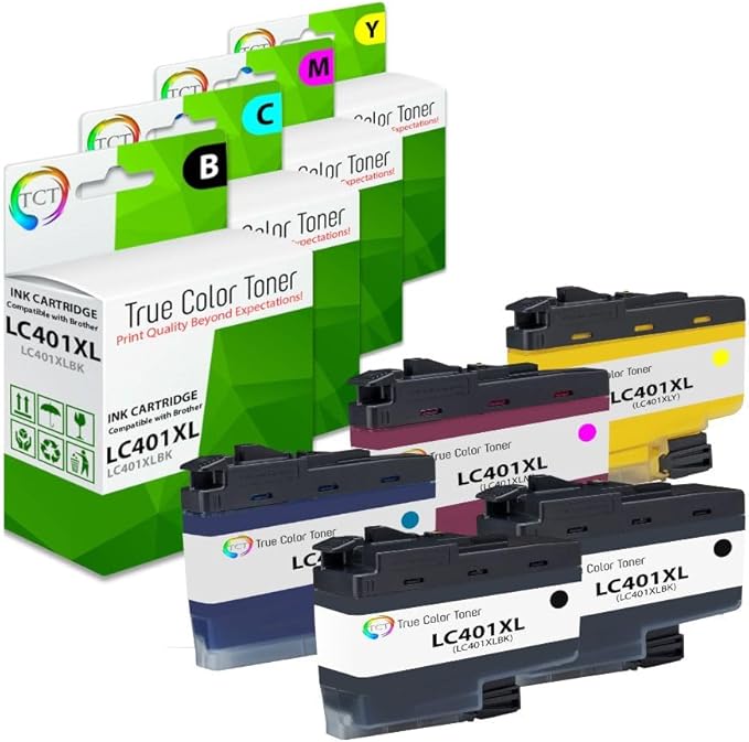 TCT LC401XL Ink Cartridge 5 Pack - Compatible Replacement for Brother LC401XLBK LC401XLC LC401XLM LC401XLY High Yield Works with Brother MFC-J1010 J1012 J1170 Printers
