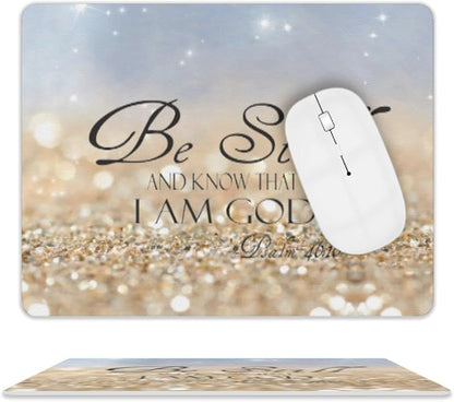 Christian Bible Verses Mouse Pad, Square Waterproof Non-Slip Rubber Base MousePad for Office Laptop, 9.5"x7.9"x0.12" Inch (Be Still)