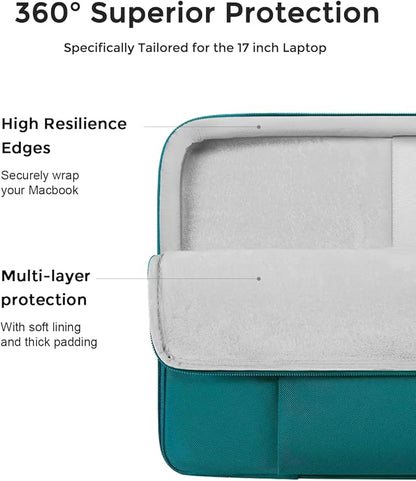 DOMISO 17.3 inch Laptop Sleeve Case Water Resistant Shockproof Protective Computer Bag for 17.3" Notebook/HP Pavilion Envy 17/Del/IdeaPad/LG Gram/MSI with Accesory Bag,Turquoise