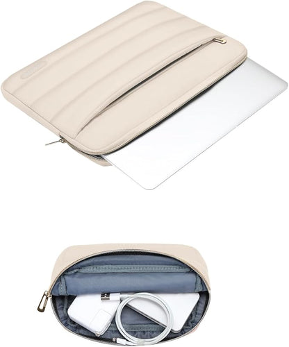 MOSISO 15-15.6 inch Laptop Case, 16 inch Puffy Laptop Sleeve Compatible with MacBook Pro 16, HP Dell ASUS Acer Toshiba Lenovo Notebook Computer, Polyester Horizontal Bag with Small Case, Sand