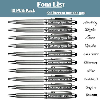 Ancolo Personalized Ballpoint Pens Medium Point Engraved with Your Message, Team Name, Phone Number Name pens For journaling and office writing - Gift for Men and Women 10 Pens/Box