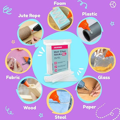 50pcs Full Size Hot Glue Sticks for Large Glue Gun, 0.43x6 inches Large Glue Sticks, Bulk-Pack for Arts Crafts DIY Fabric Gluing & More