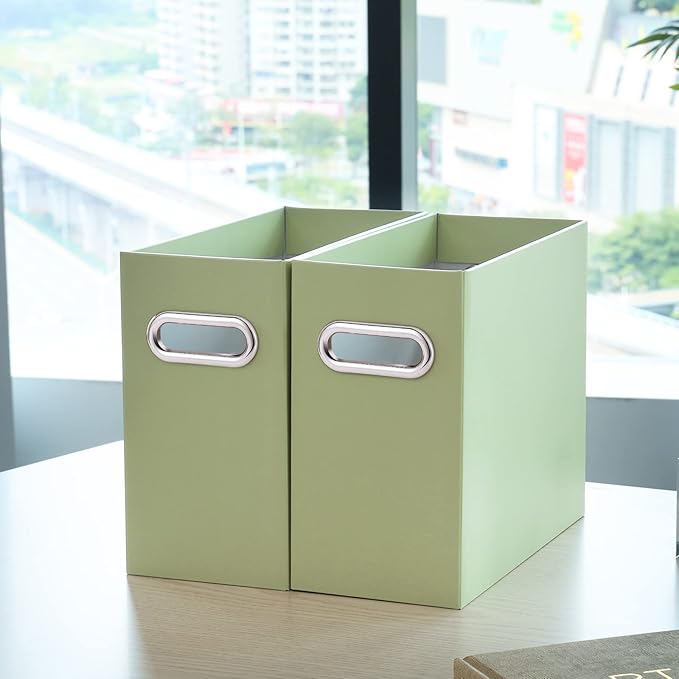Oterri Cardboard File Organizer Box for Hanging File Folders Letter Size,File Box for Computer Desk,File Cabinet,Working Home,Office,Classroom (Green, Letter Size - 6 Packs)