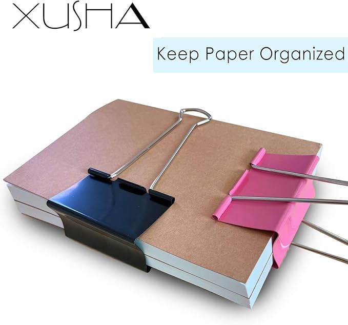 18PCS Jumbo Binder Clips 3 Inch, Pink, Binder Clips Extra Large Heavy Duty for Office Supplies