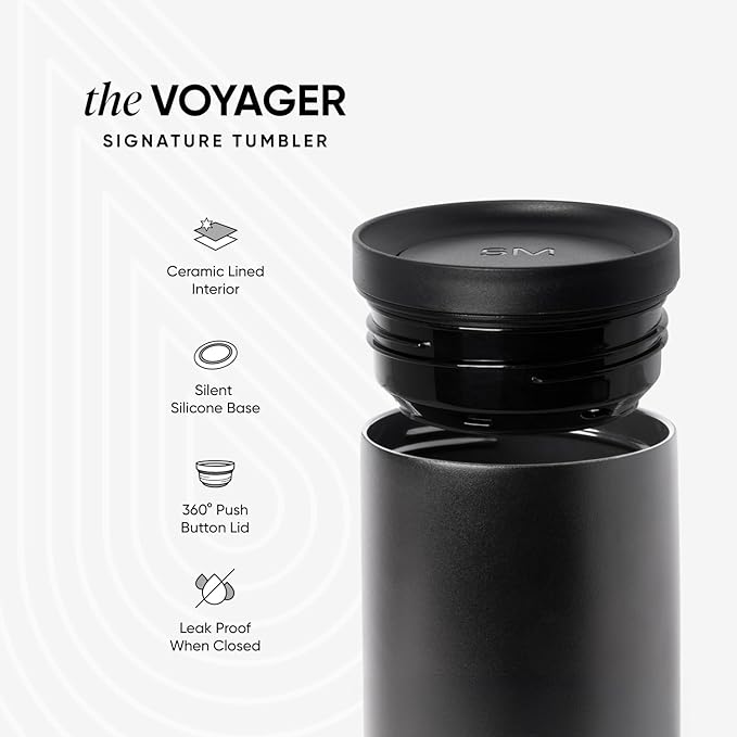 Simple Modern Travel Coffee Mug Tumbler with 360° Lid | Ceramic-Lined Insulated Stainless Steel Cold Brew Iced Coffee Cup | Gifts for Women Men Her Him | Voyager Signature | 16oz | Lavender Mist