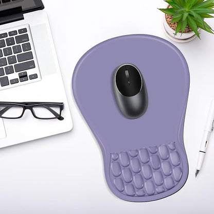 YIWEI Ergonomic Mouse Pad with Wrist Rest - Comfortable Office Mousepad with Memory Foam Wrist Support for Carpal Tunnel Relief, Mouse Pads with Non-Slip Base for Gaming and Home (Purple)