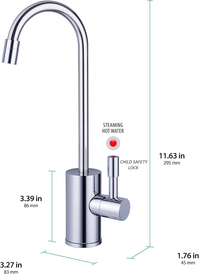 Ready Hot Compact Instant Hot Water Dispenser, Stainless Steel Tank, Wall Mounted, Adjustable Temperature Control, Includes Single-Lever Faucet with Chrome Finish, 41-RH-150-F570-CH